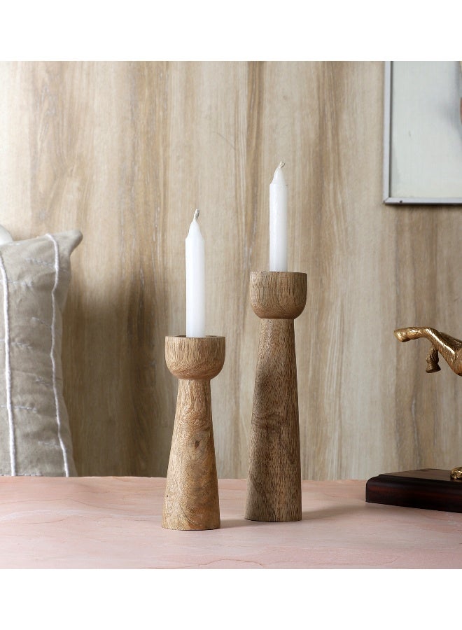 Mangowood Candle Stand Set of 2